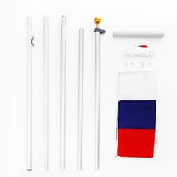 Флаг России 90×150 см, флагшток уличный, 7.5 метров, d=5 см