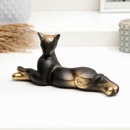 Фигурка гипс «Кот лежит», чёрный, 8×20 см