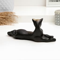 Фигурка гипс «Кот лежит», чёрный, 8×20 см