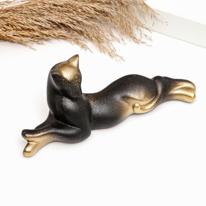 Фигурка гипс «Кот лежит», чёрный, 8×20 см