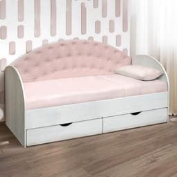 Кровать односпальная «Софа 10», без бортика, 800×1600 мм, велюр цвет ясень анкор светлый/пудровый