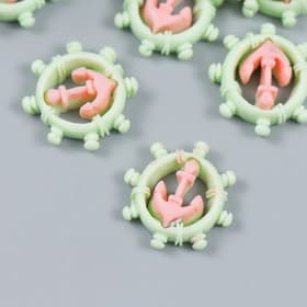 Пластиковый декоративный элемент «Арт Узор. Якорь и штурвал», 1.6×1.5 см