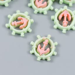 Пластиковый декоративный элемент «Арт Узор. Якорь и штурвал», 1.6×1.5 см