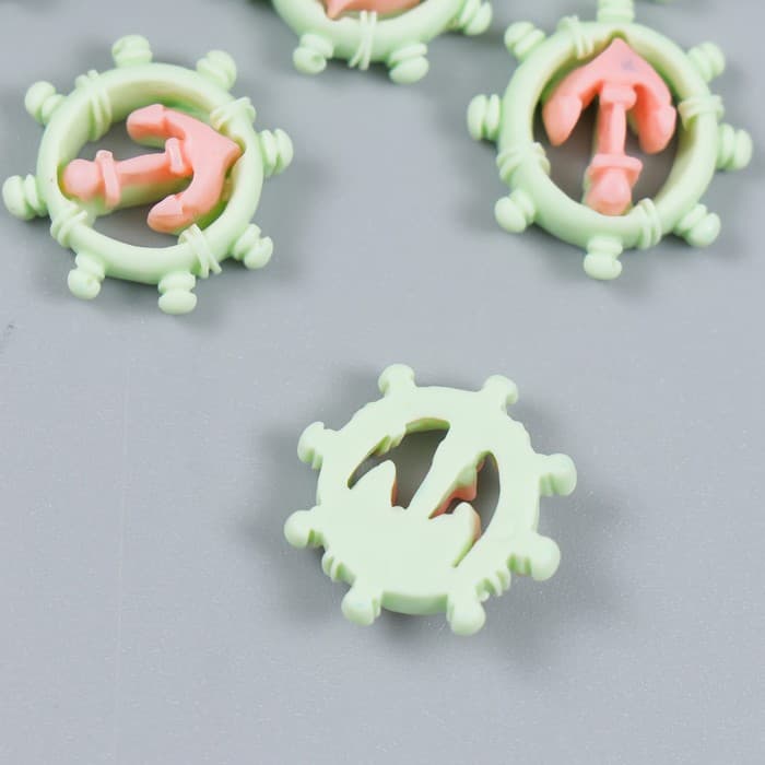 Пластиковый декоративный элемент «Арт Узор. Якорь и штурвал», 1.6×1.5 см