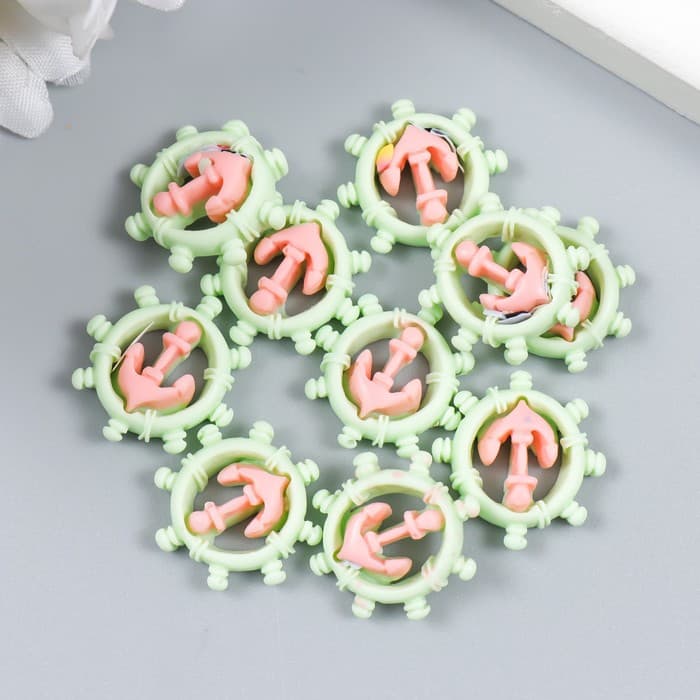 Пластиковый декоративный элемент «Арт Узор. Якорь и штурвал», 1.6×1.5 см