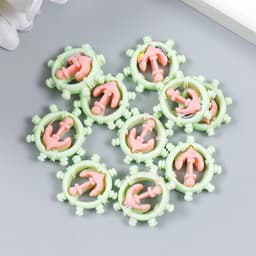 Пластиковый декоративный элемент «Арт Узор. Якорь и штурвал», 1.6×1.5 см