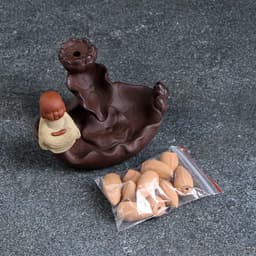 Подставка для благовоний TAKE IT EASY «Будда созерцание», набор благовоний конусы, стелющийся дым, 12×8×8 см