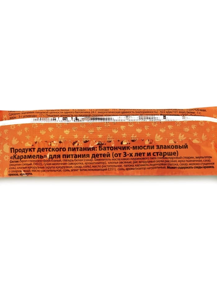 Батончик-мюсли злаковый Ми-Ми-Мишки карамель, 24 г
