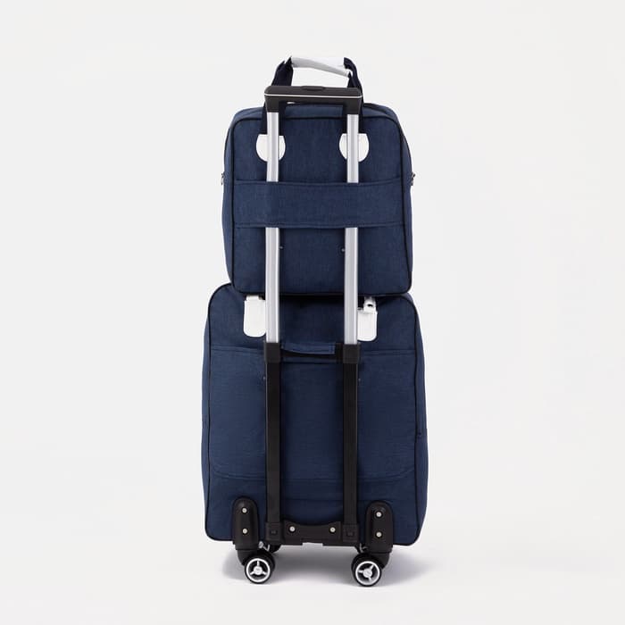 Сумка дорожная 2 в 1 на 4 колёсах 20", отдел на молнии, 4 наружных кармана, синяя