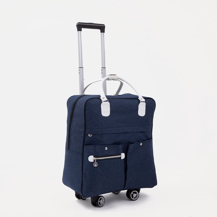 Сумка дорожная 2 в 1 на 4 колёсах 20", отдел на молнии, 4 наружных кармана, синяя