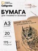 Крафт-бумага для рисования, графики и эскизов А3, 20 листов (300×420 мм), 175 г/м², в крафт папке, коричневая/серая