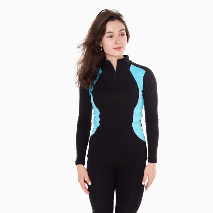 Термобельё женское (джемпер, легинсы), чёрное, голубое, размер 42