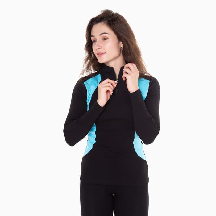 Термобельё женское (джемпер, легинсы), чёрное, голубое, размер 44