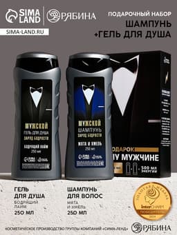 Подарочный набор «Подарок лучшему мужчине», гель для душа 250 мл, аромат бодрящий лайм, шампунь 250 мл, аромат взрыв прохлады
