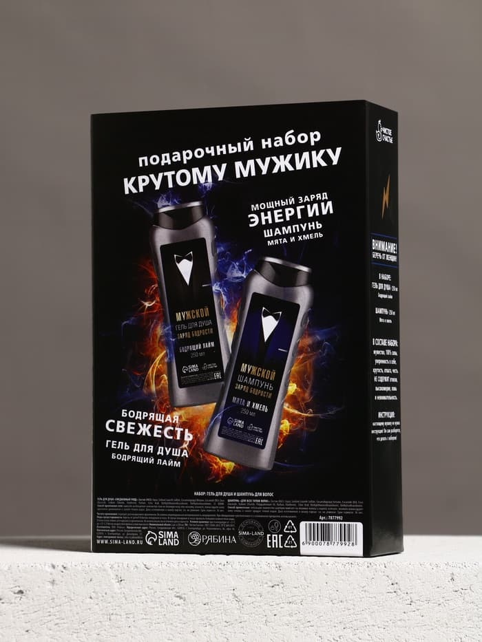 Подарочный набор «Подарок лучшему мужчине», гель для душа 250 мл, аромат бодрящий лайм, шампунь 250 мл, аромат взрыв прохлады