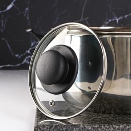 Крышка для сковороды и кастрюли Доляна, d=14 см, нержавеющий обод, пластиковая ручка, стекло, прозрачная