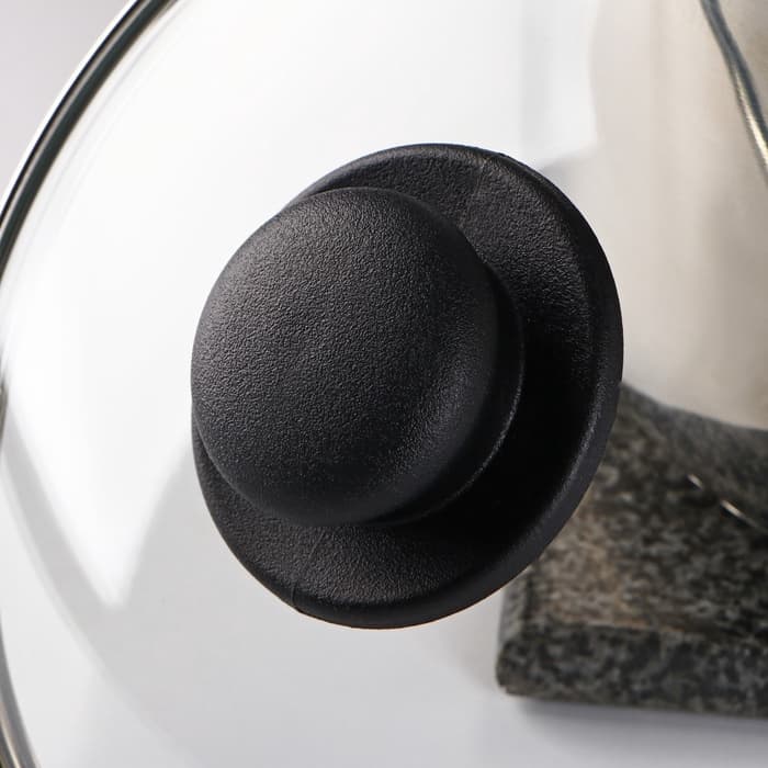 Крышка для сковороды и кастрюли Доляна, d=20 см, нержавеющий обод, пластиковая ручка, стекло, прозрачная