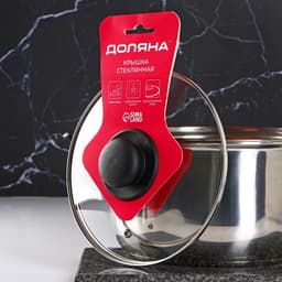 Крышка для сковороды и кастрюли Доляна, d=20 см, нержавеющий обод, пластиковая ручка, стекло, прозрачная