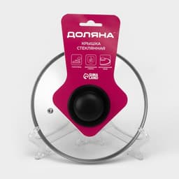 Крышка для сковороды и кастрюли Доляна, d=20 см, нержавеющий обод, пластиковая ручка, стекло, прозрачная