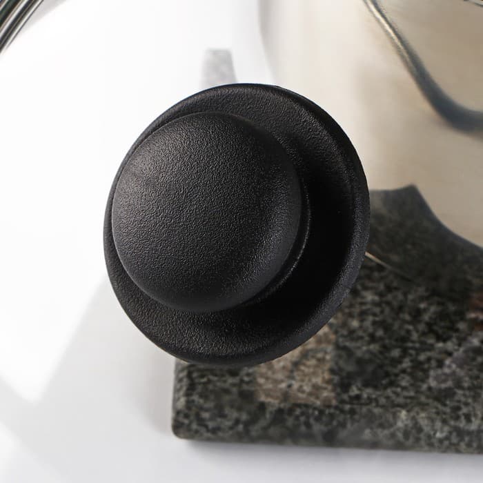 Крышка для сковороды и кастрюли Доляна, d=22 см, нержавеющий обод, пластиковая ручка, стекло, прозрачная