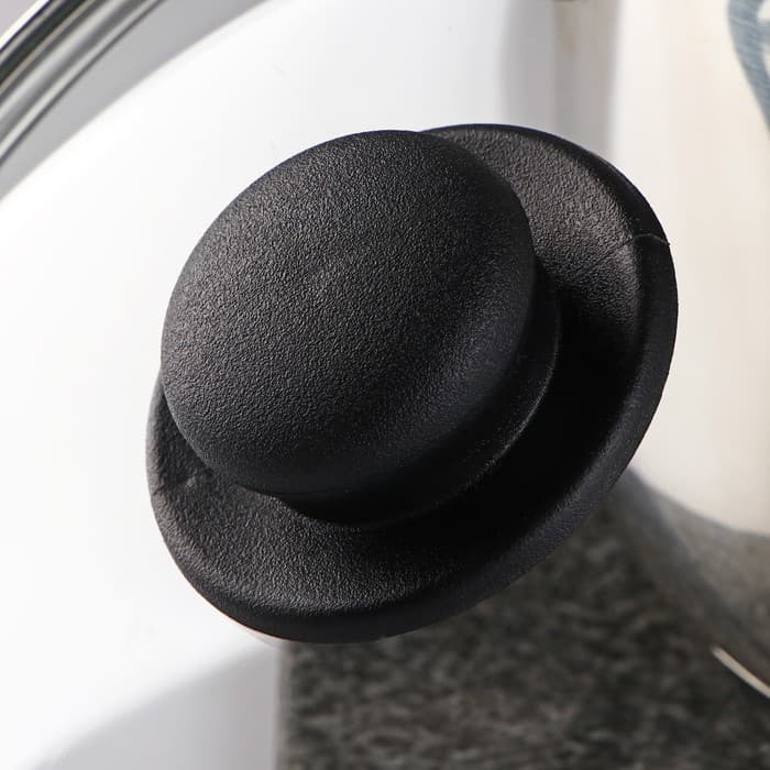 Крышка для сковороды и кастрюли Доляна, d=24 см, нержавеющий обод, пластиковая ручка, стекло, прозрачная