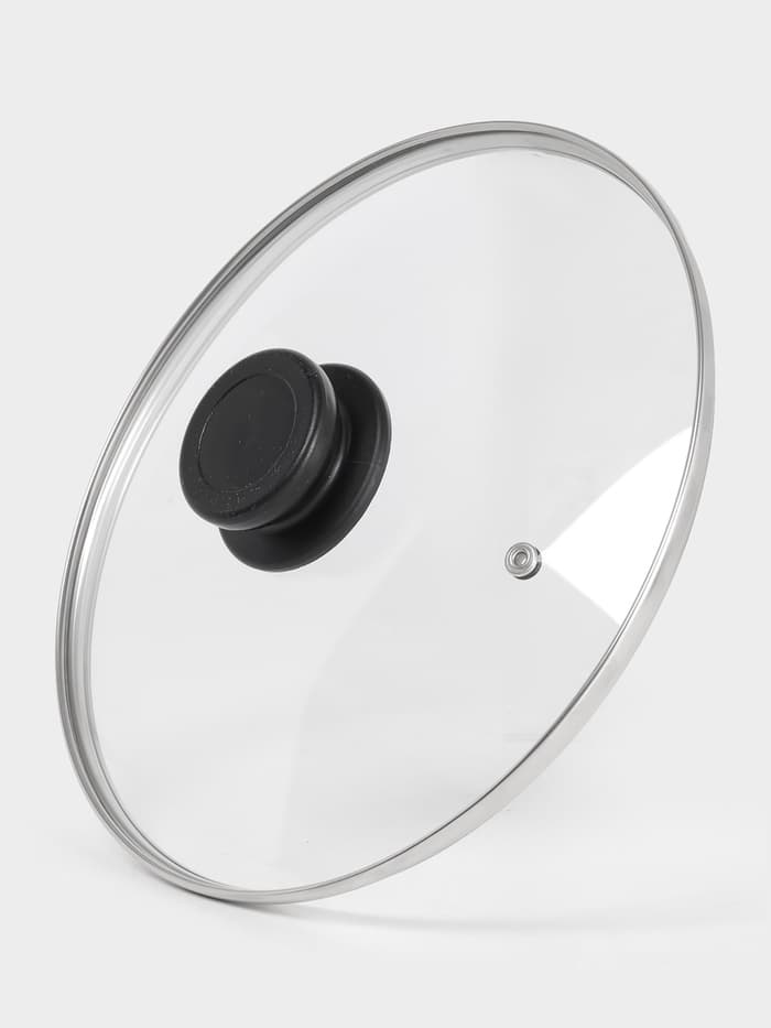 Крышка для сковороды и кастрюли Доляна, d=24 см, нержавеющий обод, пластиковая ручка, стекло, прозрачная