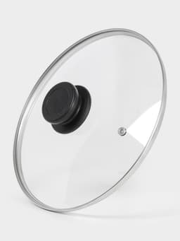 Крышка для сковороды и кастрюли Доляна, d=24 см, нержавеющий обод, пластиковая ручка, стекло, прозрачная