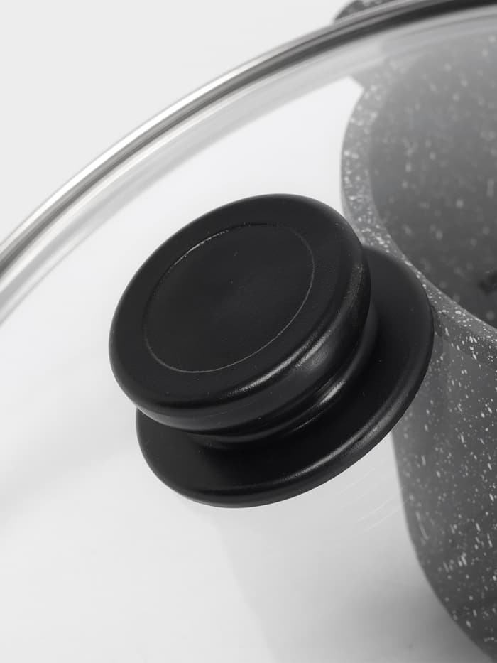 Крышка для сковороды и кастрюли Доляна, d=24 см, нержавеющий обод, пластиковая ручка, стекло, прозрачная