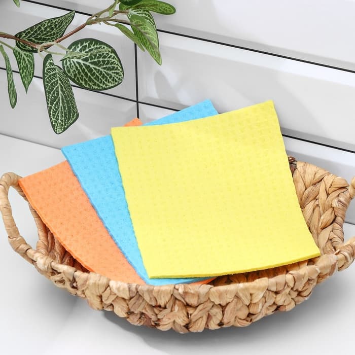 Салфетки для уборки Доляна, целлюлоза губчатая, 16.5×15.5 см, 3 шт.