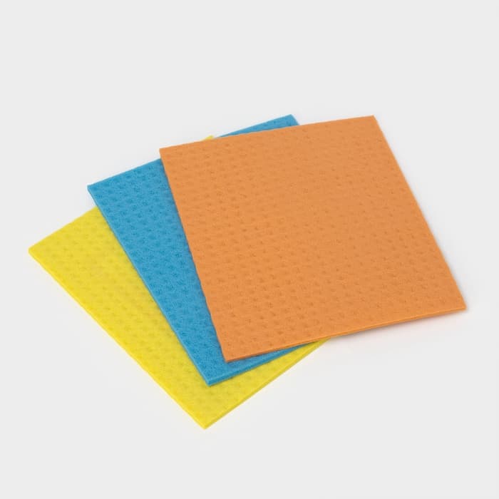 Салфетки для уборки Доляна, целлюлоза губчатая, 16.5×15.5 см, 3 шт.