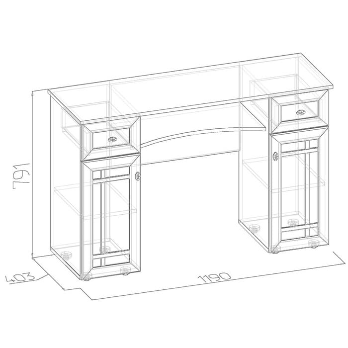 Столик туалетный Sherlock 52, 1190×403×791 мм, цвет орех шоколадный
