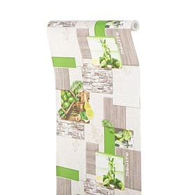 Обои моющиеся «Мохито – 05. Саратовские обои», на бумажной основе, 0.53×10.05 м, цвет бежевый/зелёный