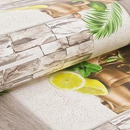 Обои моющиеся «Мохито – 05. Саратовские обои», на бумажной основе, 0.53×10.05 м, цвет бежевый/зелёный