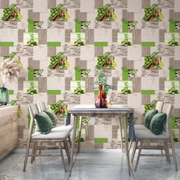 Обои моющиеся «Мохито – 05. Саратовские обои», на бумажной основе, 0.53×10.05 м, цвет бежевый/зелёный