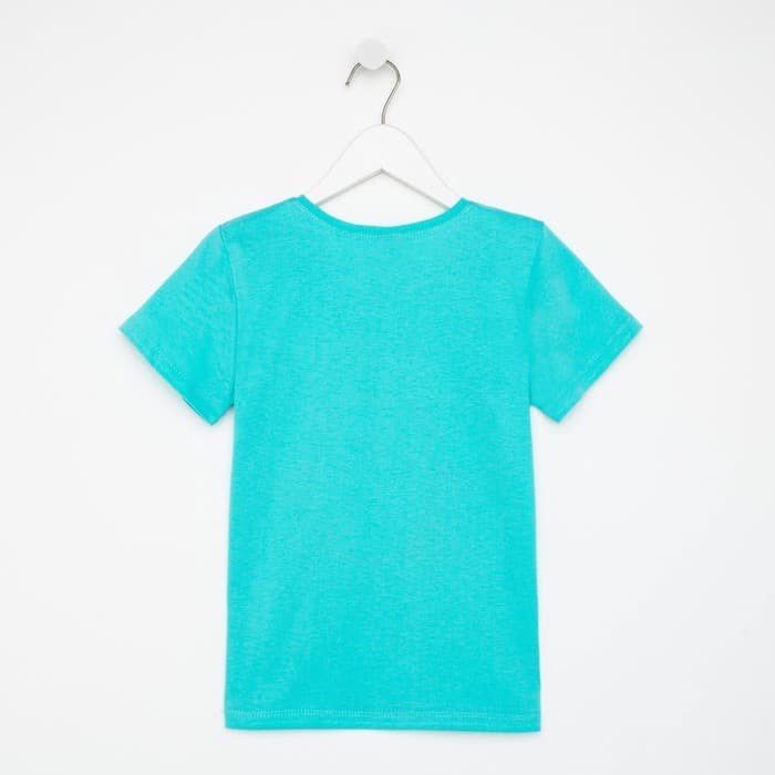 Футболка детская, цвет бирюзовый/пингвин, рост 116 см