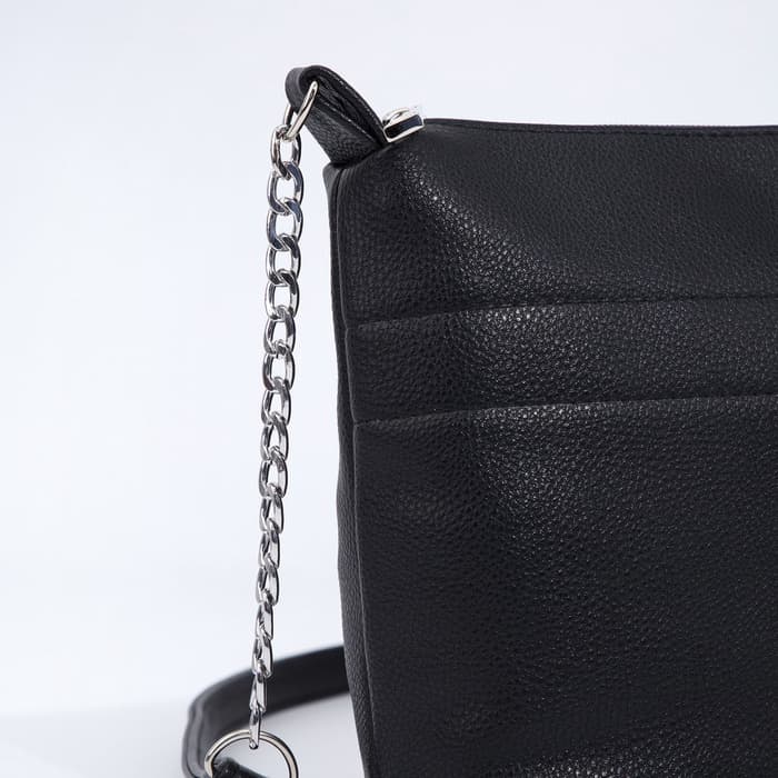 Сумка женская кросс-боди на молнии, 21.5×8×18 см, чёрная