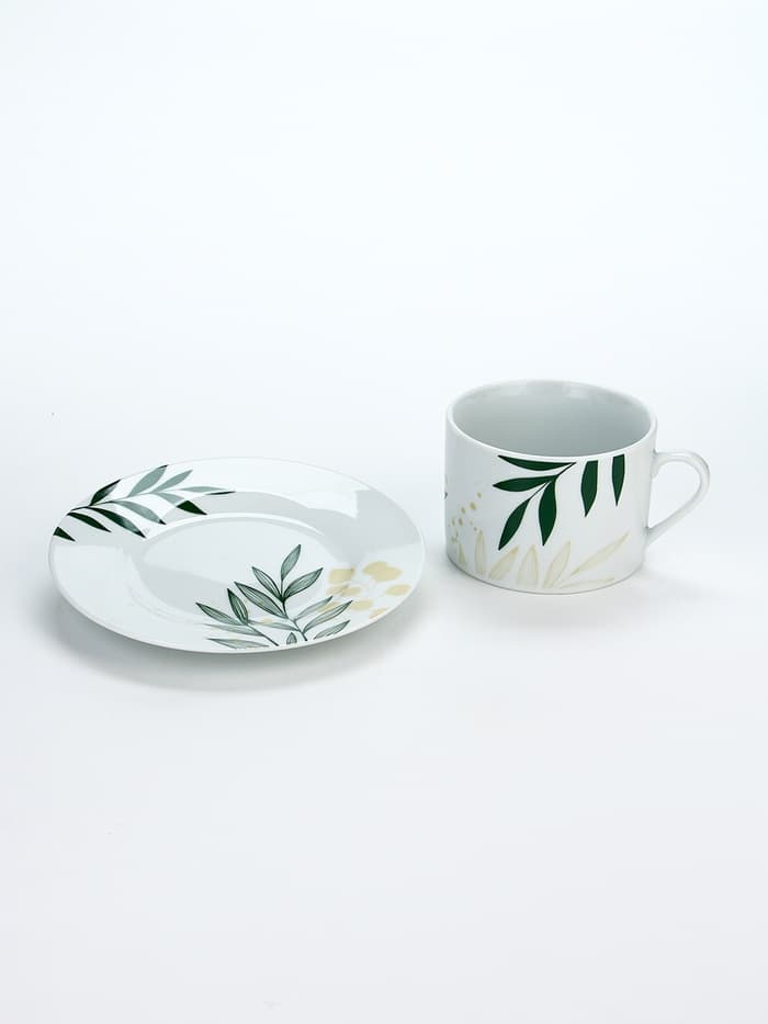 Чайная пара керамическая «Листья», 200 мл