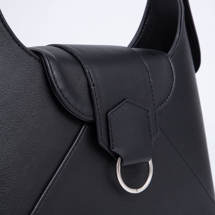 Сумка женская багет на молнии, 28×9×23 см, чёрная