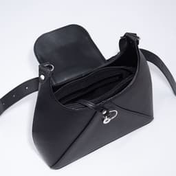 Сумка женская багет на молнии, 28×9×23 см, чёрная