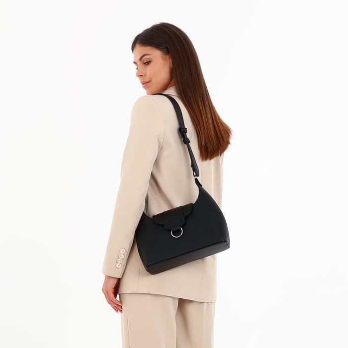 Сумка женская багет на молнии, 28×9×23 см, чёрная