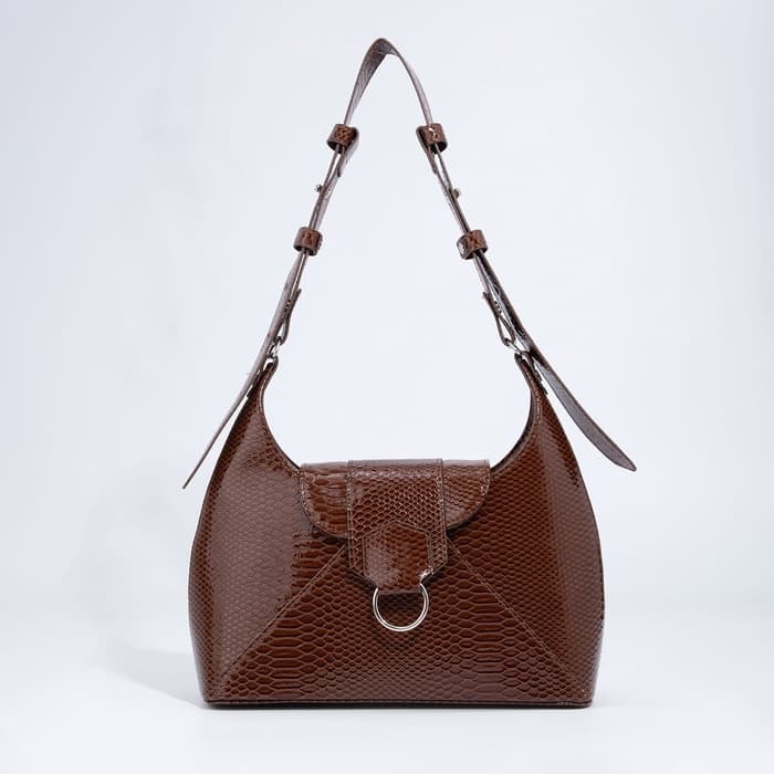 Сумка женская багет на молнии, 28×9×23 см, коричневая