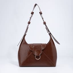 Сумка женская багет на молнии, 28×9×23 см, коричневая