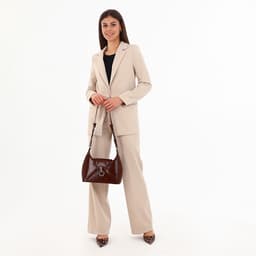 Сумка женская багет на молнии, 28×9×23 см, коричневая