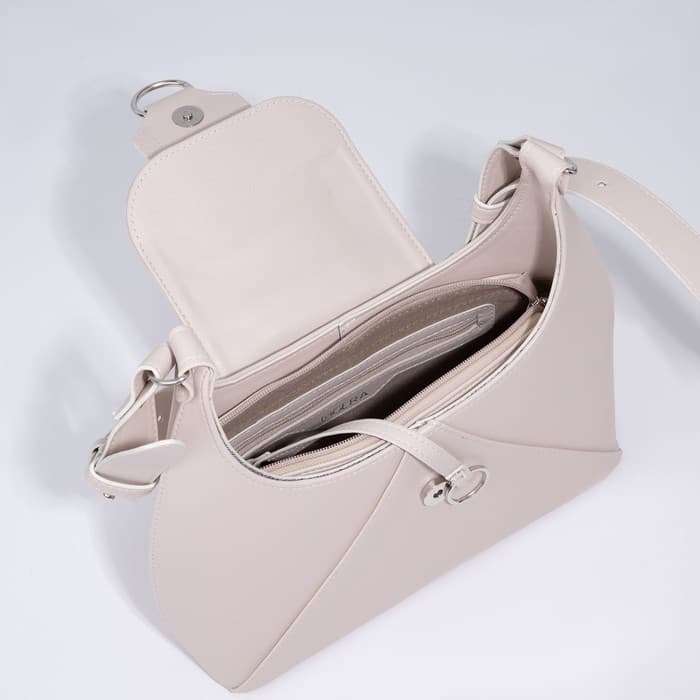 Сумка женская багет на молнии, 28×9×23 см, бежевая