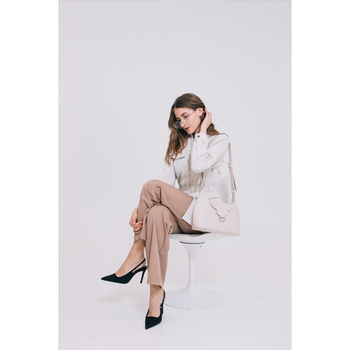 Сумка женская багет на молнии, 28×9×23 см, бежевая