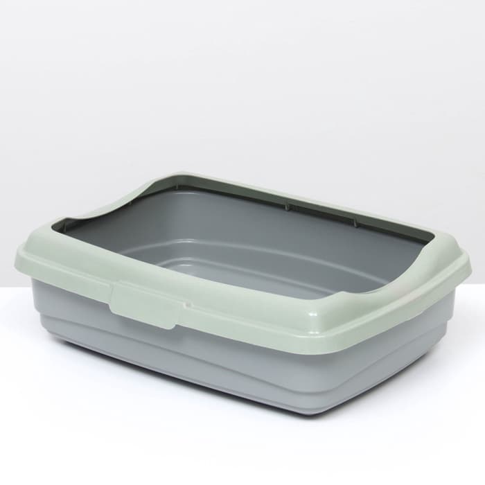 Лоток большой с бортиком Atlantis «Стандарт», 43×33×12.5 см, серый