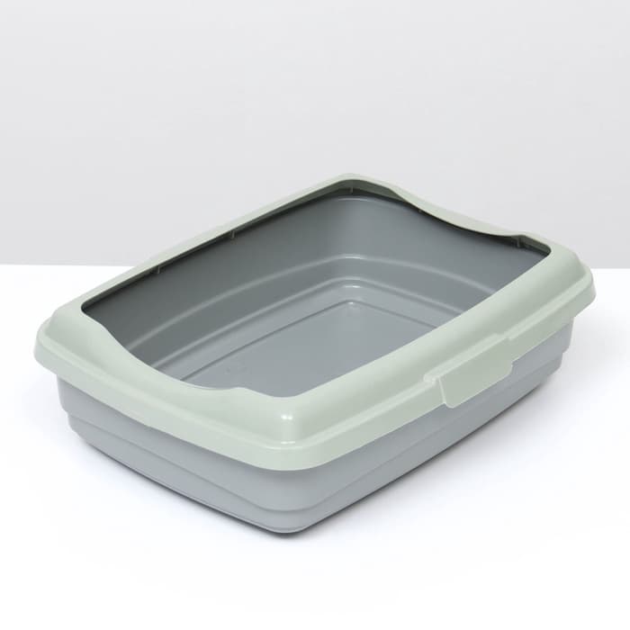 Лоток большой с бортиком Atlantis «Стандарт», 43×33×12.5 см, серый