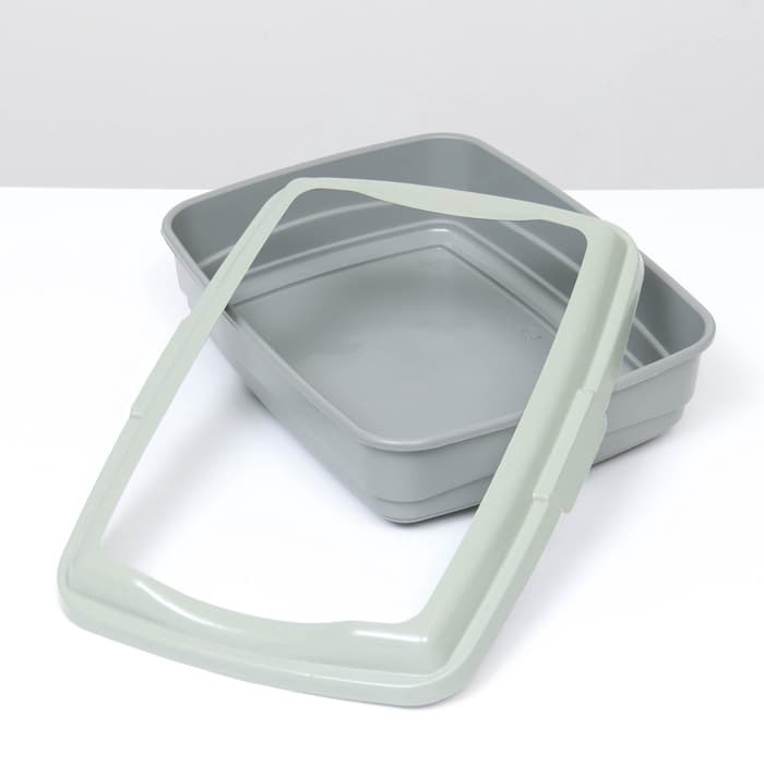 Лоток большой с бортиком Atlantis «Стандарт», 43×33×12.5 см, серый