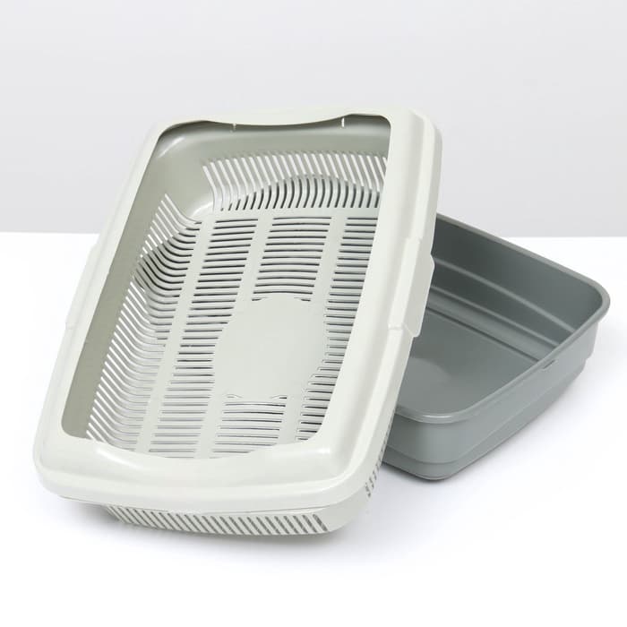 Лоток большой с сеткой и бортиком Atlantis «Стандарт», 43×33×12.5 см, серый