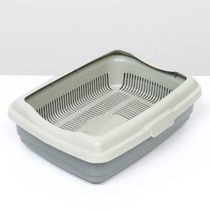 Лоток большой с сеткой и бортиком Atlantis «Стандарт», 43×33×12.5 см, серый